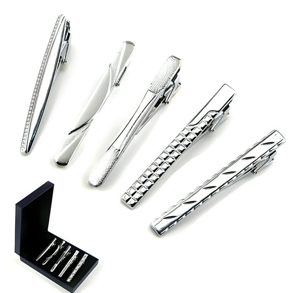 CCOCC 5Pcs Tie Clips for Men,Electroplating Process Bar Clip,Sturdy Design for Secure Holding Tie Clips,Vintage Minimalist Tie Bar