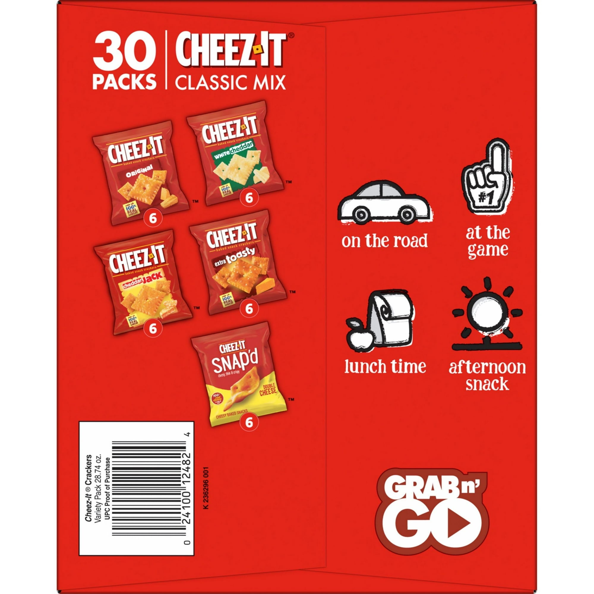 Cheez-It Variety Pack Cheese Crackers, Baked Snack Crackers, 30 Count - 2 pack