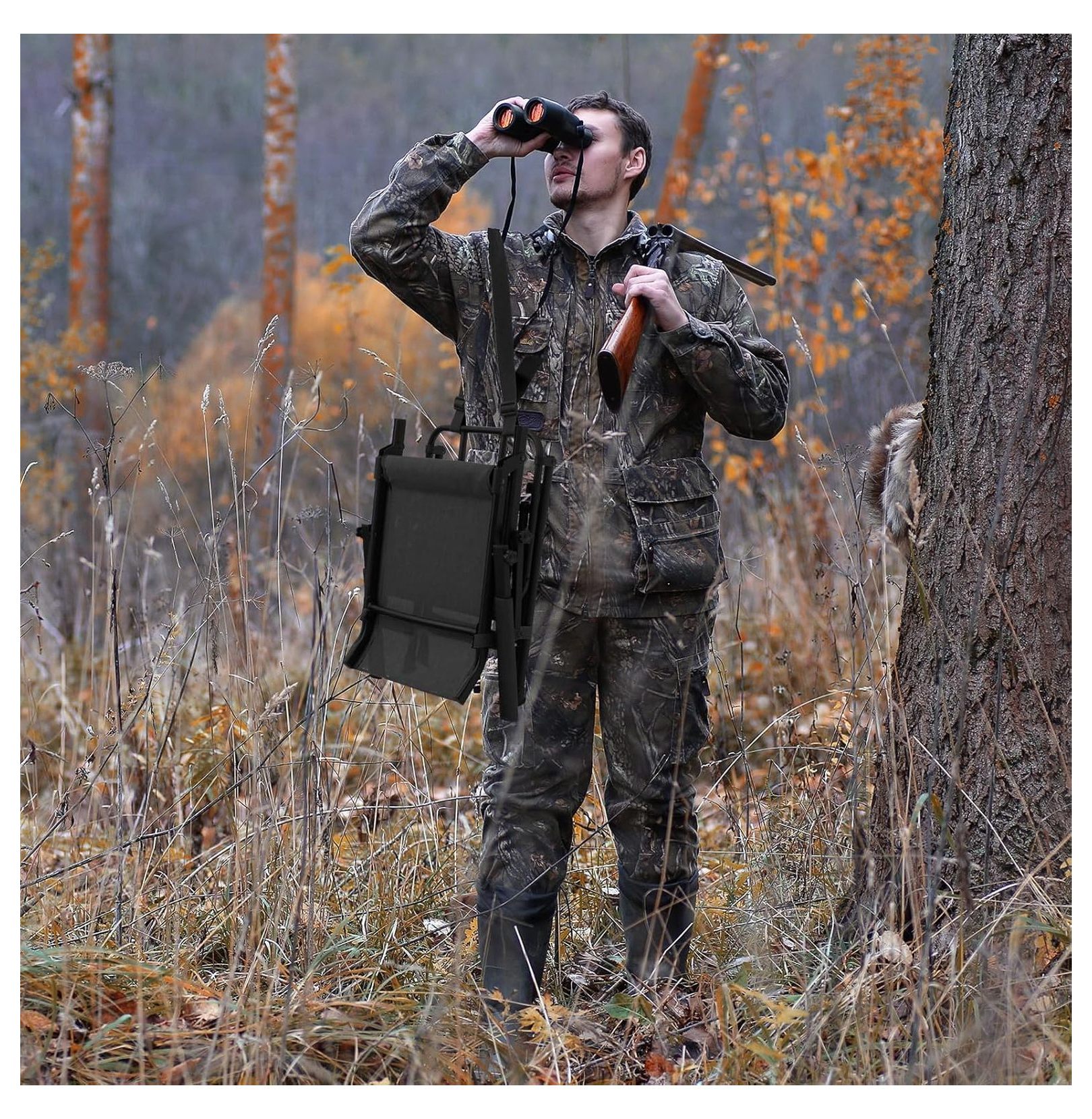 Hunting Chair, 360 Degree Swivel Hunting Blind Chair with Carry Handle, 330 lbs Capacity, Comfortable, Waterproof, Portable and Silent Folding Dove Hunting Chair for Blinds
