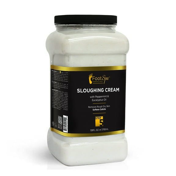 FOOT SPA - Foot Cream, Sloughing Lotion, Peppermint and Eucalyptus Oil, 128 Oz - Pedicure Massage Foot Care for Dry Cracked Feet, Scrub Gently, Exfoliating