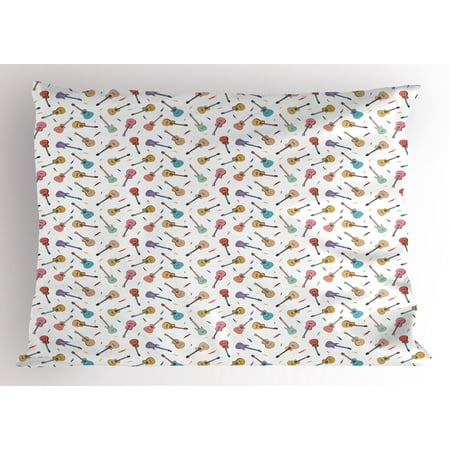 - Guitar Pillow Sham Rhythm and Melody Pattern with Colorful Acoustic Guitars Country Music Songs Theme, Decorative Standard Size Printed Pillowcase, 26 X 20 Inches, Multicolor, by Ambesonne