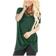 thumbnail image 1 of Pompotops T-shirt à Manches Courtes Col en V Uni pour Femmes Blouse Ample, 1 of 6