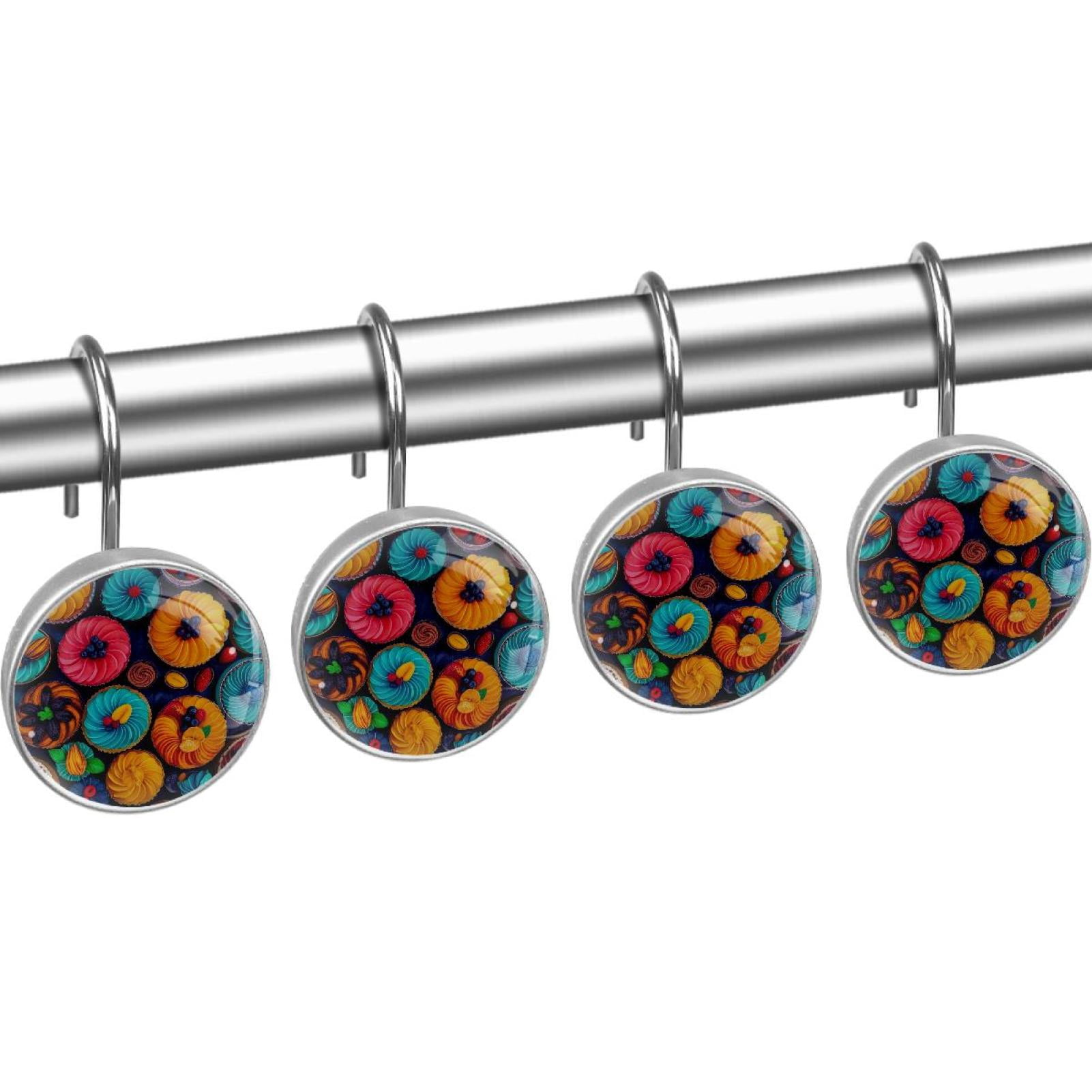 HemaKayy 12 Pcs Shower Curtain Hooks Bathroom Decorative Accessories Cup Cake