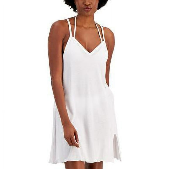 Miken WHITE Juniors' Knotted Tank Cover-up Dress, US Small
