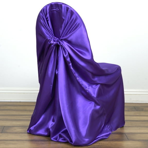BalsaCircle Purple Universal Solid Satin Chair Covers Slipcovers Wedding Decorations