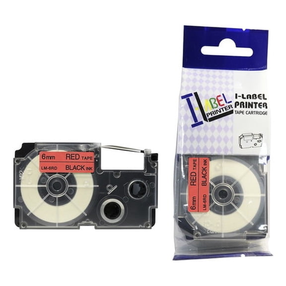 LM Tape Compatible 1/4" (6mm) Black on Red Tape for your Casio KL2000 / KL-2000 EZ Label Printer.
