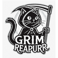 thumbnail image 2 of Black Cat Grim Reapurr Adult White Crew Neck Short Sleeve Tee-Medium, 2 of 2