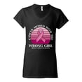 thumbnail image 2 of Wild Bobby Cancer Messed With the Wrong Girl Breast Cancer Awareness Women Standard V-Neck Tee, Black, Small, 2 of 6