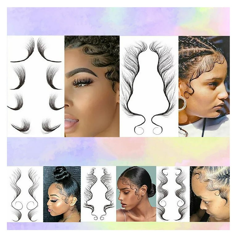 Baby Hair Salon Hairstyling Template Hair Stickers Waterproof New 2PC wig  black 