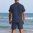 thumbnail image 6 of Laqbezok Men's 2-Piece Linen Set, Casual Short Sleeve Button Down Shirt and Drawstring Shorts Outfit, Relaxed Fit Summer Beach Resort Wear with Pockets, 6 of 6