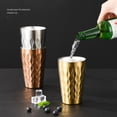 thumbnail image 5 of Stainless Steel Tumbler With Textured Wave Pattern Surface Reusable Drinking Cup For Home And Office Use, 5 of 5