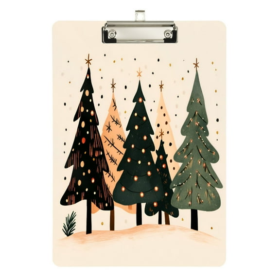 FORMRS Acrylic Clipboard with Low Profile Clip Standard A4 Letter Size, 12.5" x 9", Beige Christmas Trees