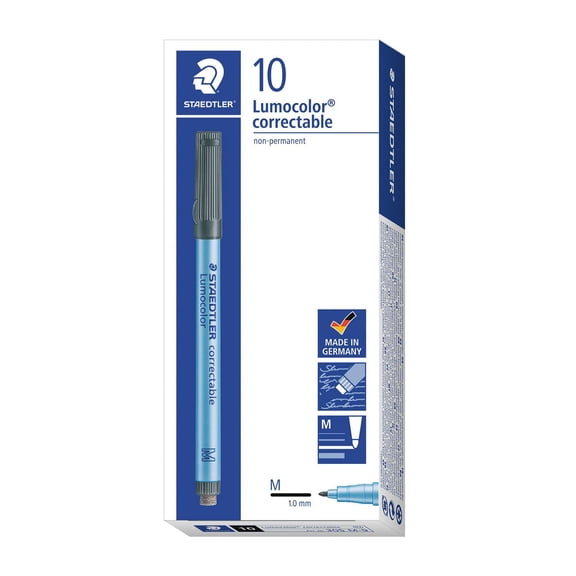 Staedtler Lumocolor Black Correctable Pens 10 pieces