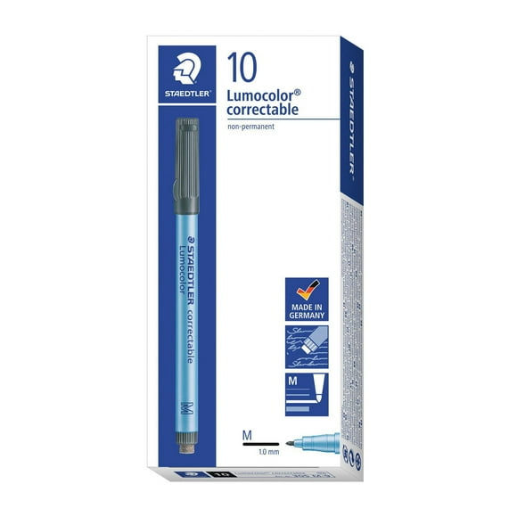 Staedtler Lumocolor Black Correctable Pens 10 pieces