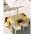 thumbnail image 3 of 54x80 Inch Outdoor Tablecloth with Umbrella Hole Zipper Rectangle Yellow Sunflower Rectangular Tablecloths Outside Waterproof Beige Vertical Striped Beige Retro Patio Table Cover for Picnic Party, 3 of 8