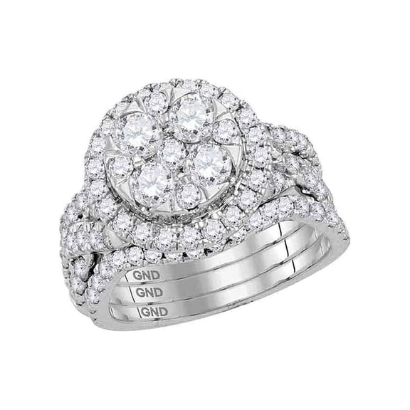 Diamond Princess 14kt White Gold Round Diamond Bridal Wedding Ring Band Set 2-1/2 Cttw