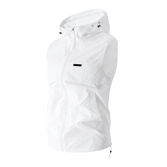 Men's Windproof Lightweight Golf Vest Hooded Sleeveless Outerwear Pockets, Casual Breathable Packable Outdoor Utility Jacket