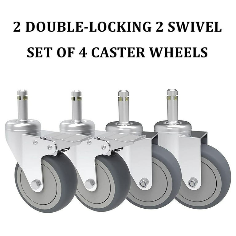 MySit 3 Inch Rubbermaid Cart Caster Replacement Wheels, Swivel Stem Caster,  7/16x 1-3/8 Stem TPR Rubber Wheel for Rubbermaid Mop Buckets, Pack of 4