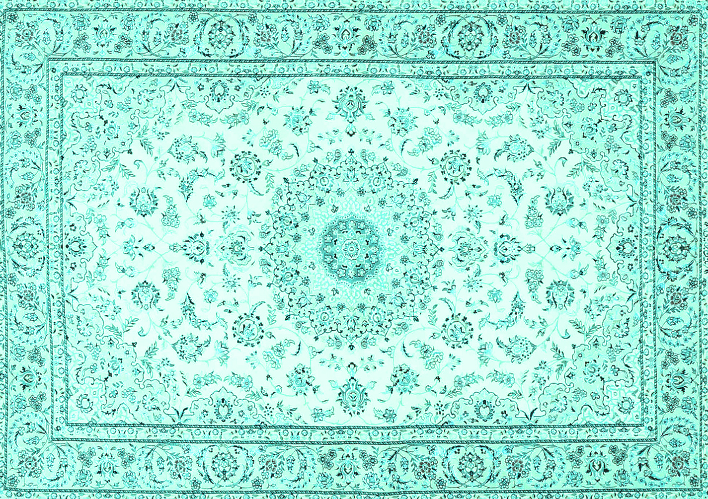 Ahgly Company Machine Washable Indoor Rectangle Medallion Turquoise ...