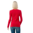 thumbnail image 2 of Simply Fashion Basic V Neck Long Sleeve T-Shirts - Stretch Cotton SpandexRUBY,XLARGE, 2 of 5
