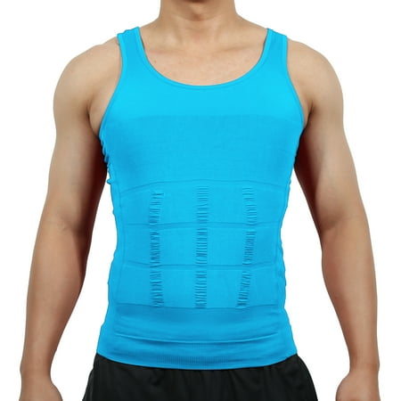 

Unique Bargains Men Body Slimming Tummy Shaper Underwear Stretch Shapewear Waist Girdle Shirt Nylon XXL Light Blue