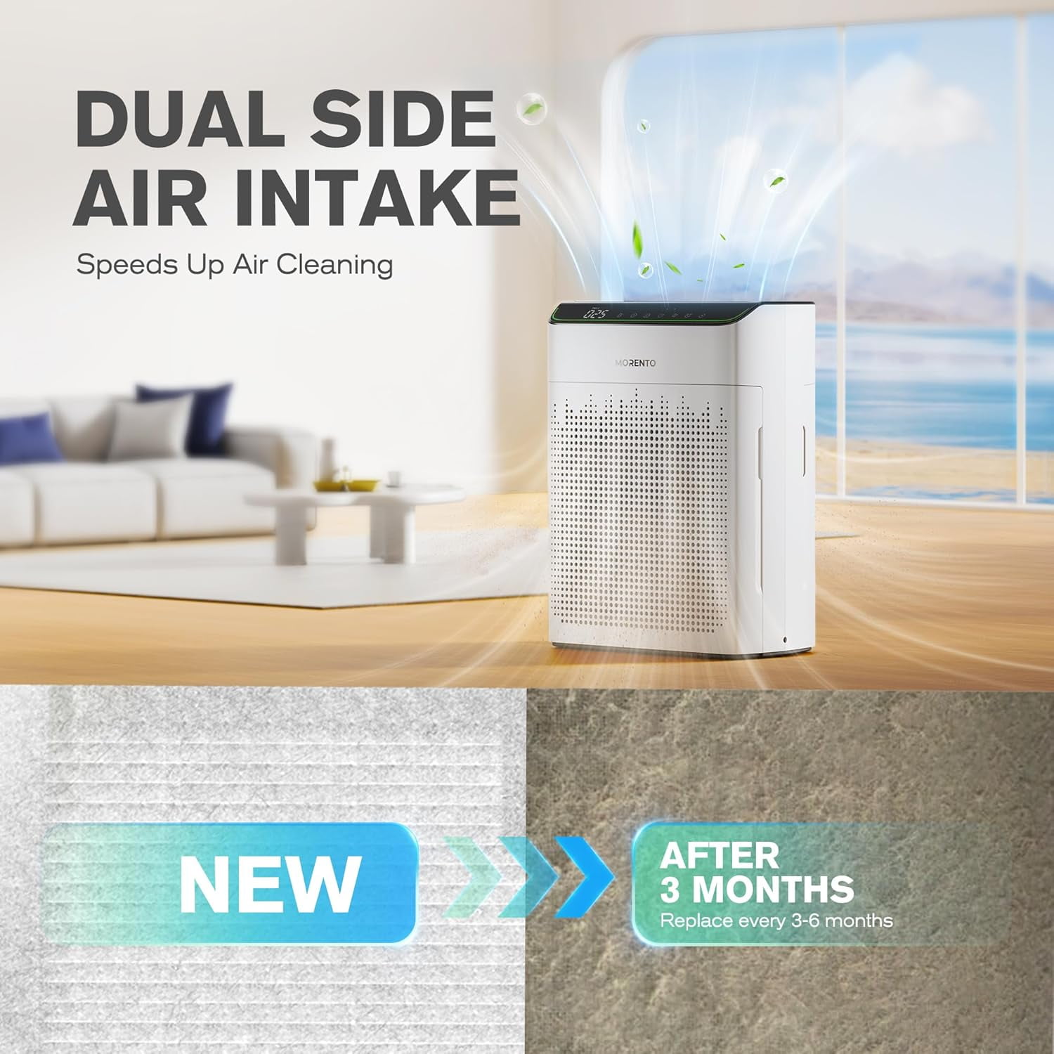 Genuine Air Purifier Replacement Filter, True HEPA Filter Compatible with 5866 for 99.97% Air Pollutants, Odor and Smoke, Enhanced Version Light Grey 2 Pack