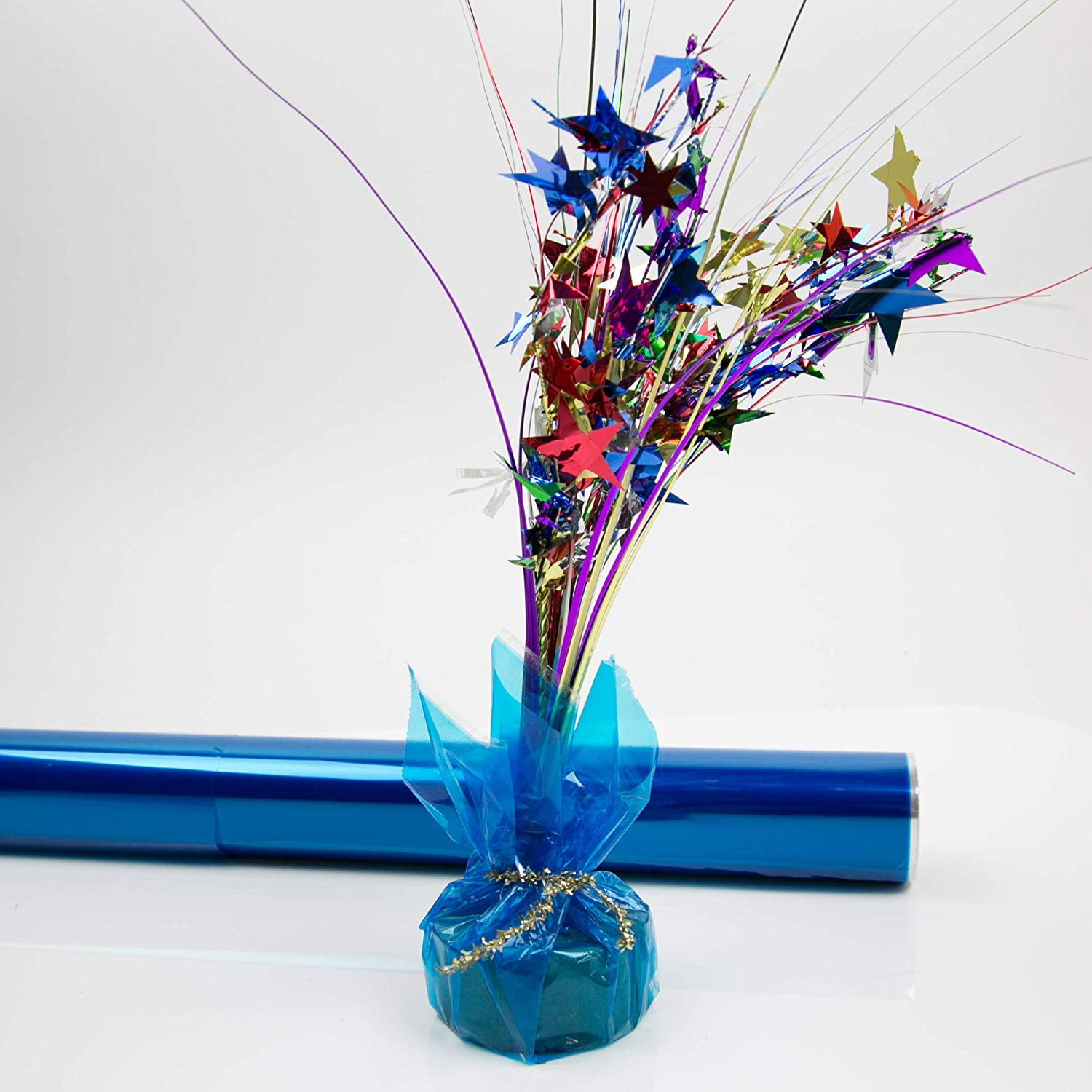 100’ Ft. Long X 17.5” in. Wide Colored Cellophane Wrap for Gift Flower Basket Decoration - 2.5 Mil Thick Transparent Blue Cellophane Wrapping Paper Blue Cellophane Wrap Roll 