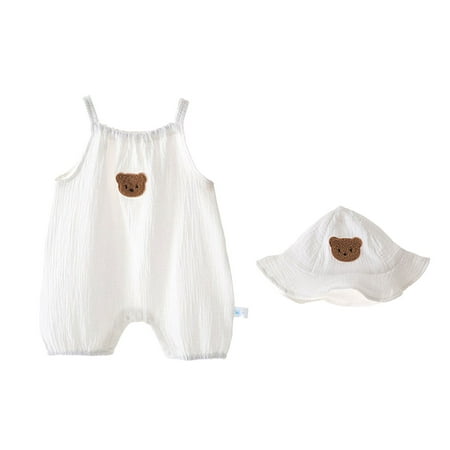 

Summer New Baby Sleeveless Cotton Rompers Cute Infant Strap Jumpsuit Clothes