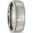 thumbnail image 4 of Titanium Brushed Center 8mm Ridged Edge Band (Size 14.5) Made In China tb38-14.5, 4 of 5