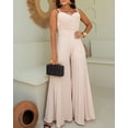 thumbnail image 3 of CHICME Jumpsuits for Women V Neck Spaghetti Strap Wide Leg Pleated Pants Summer Cami Overalls Apricot-L, 3 of 9