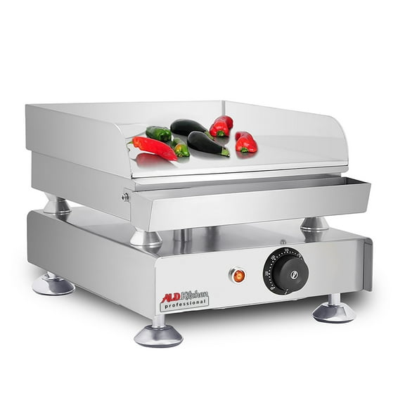 ALDKitchen Flat Top Griddle | Teppanyaki Grill with Three Thermostats | 110V | Cooking Surface (16.14" x 13.54")