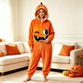 thumbnail image 5 of YUEHUA Men & Women Cute Pumpkin Halloween Onesie, Unisex Zip Up Hooded Plush Jumpsuit, Soft Flannel Relax Fit Indoor Sleep Loungewear with Pockets, 5 of 8