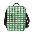 thumbnail image 6 of Thermal Insulation One Shoulder Portable Bento Bag Can Be Reused 8×10.5in For Carrying Drinks Bento Box Fruit Snacks Green Houndstooth Vintage Texture Hand-Drawn Sketch_4, 6 of 8