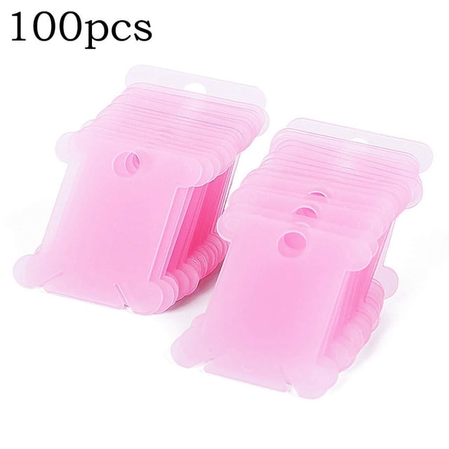 BUYISI Efficient And Practical Plastic Bobbins Spool Thread Card Set Of 100 Organize Your Embroidery Floss With Ease Pink-100Pcs