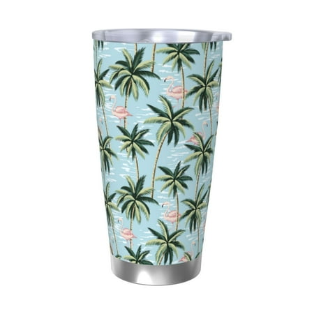 

Vsdgher Flamingos And Palms 20 Oz Stainless Steel Vacuum Insulated Travel Mug Coffee Cup for Home Office Outdoor Works Great for Ice Drinks and Hot Beverage -Without Straw