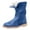 Blue, variant on Women Mid Calf Boots Warm Fur Lined Round Toe Lace up Slip on Fashion Casual Winter Snow Booties