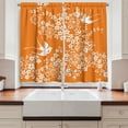 thumbnail image 2 of Ambesonne Orange and White Kitchen Curtains, Flora Fauna, 55"x39", Orange and White, 2 of 3