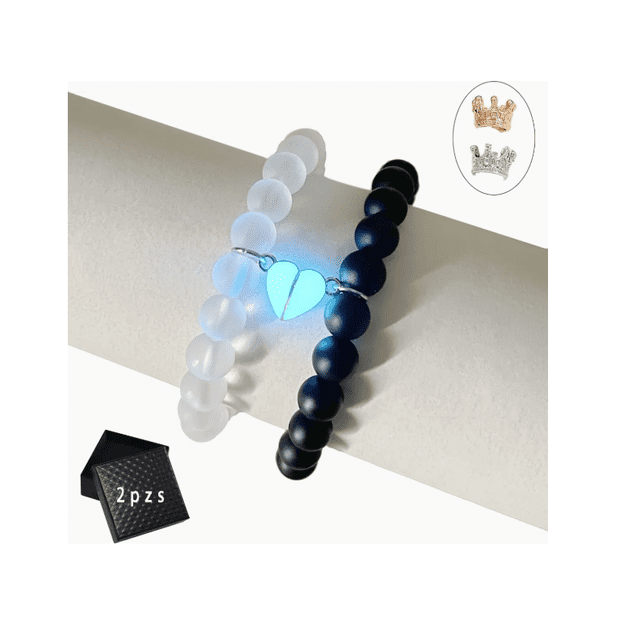 2pc Pulseras Xtellar Para Parejas Imán Brilla Oscuridad, Amor Eterno