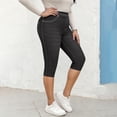 thumbnail image 5 of uublik Womens Pants Capris Stretchy Skinny Pants High Waisted Slimming Jeggings Denim Trousers Pants, Dark Gray, 5 of 6