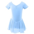 thumbnail image 6 of AUNVITO Girls Ballet Leotard Dress with Mesh Skirt Short Sleeve V-Neck for Dance Practice and Performance Comfortable and Elegant, 6 of 7