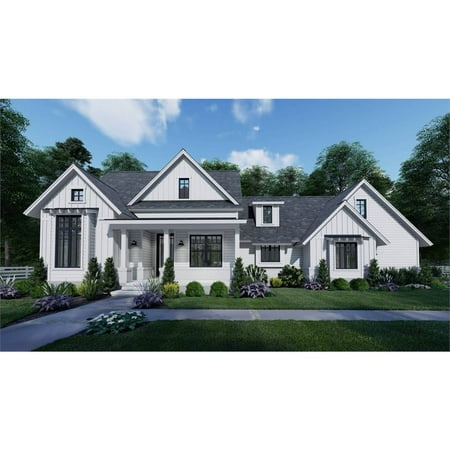 The House Designers: THD-7377 Builder-Ready Blueprints to Build a Country Cottage House Plan with Slab Foundation (5 Printed Sets)