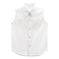 thumbnail image 6 of XAOFW Boys Girls Kids Western Cowboy Shirt Fringe Shirt Sleeveless Lapel Button Down Graphic Hippie Shirts Trendy Top 9-10 Years, 6 of 6