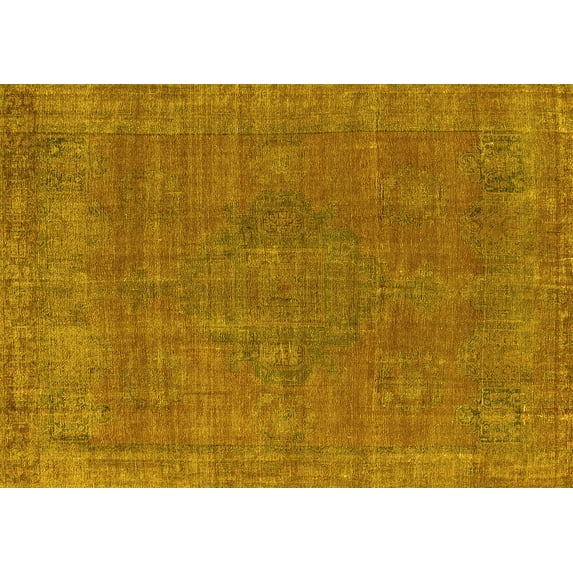 Ahgly Company Indoor Rectangle Oriental Yellow Industrial Area Rugs, 6' x 9'