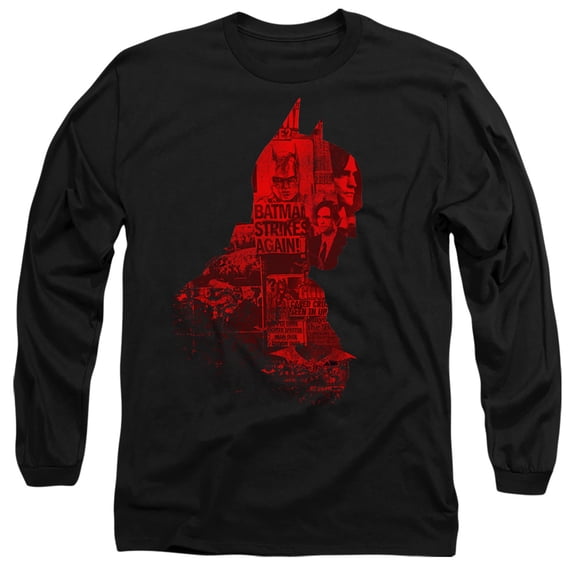 The Batman (2022) Unisex Adult Long-Sleeve T Shirt, News Silhouette, X-Large