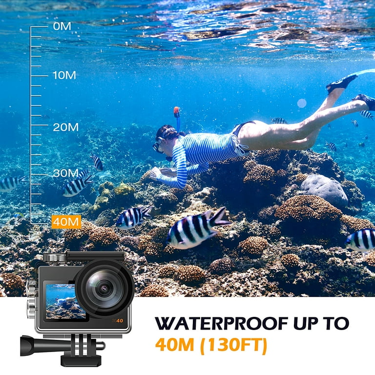 Campark X40 4K30FPS Waterproof Action Camera with External Mic, 2