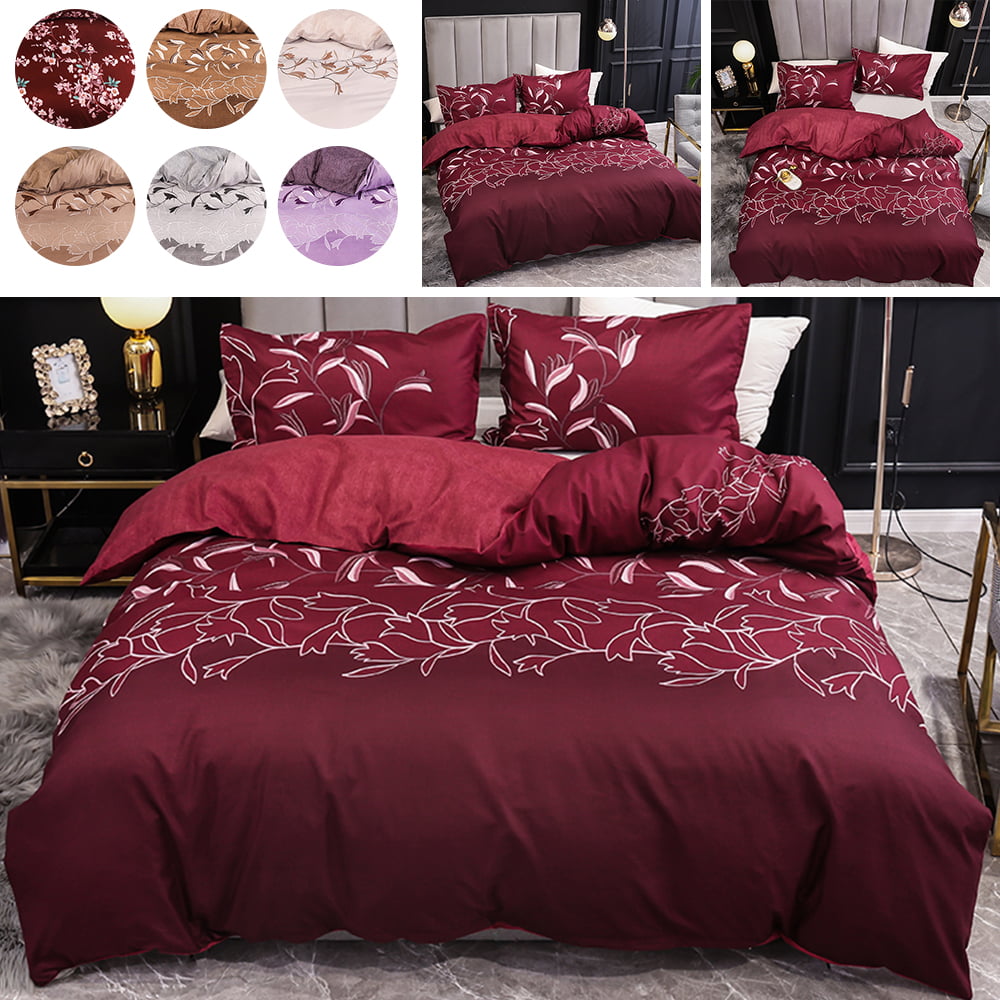 0円 【現金特価】 Reversible 4 Pieces Set Contemporary Jacquard Satin Silk Embroidered Hotel Quality Duvet Quilt Cover Bedding Sets with Pillow Cases Color : Pink Size King Purple