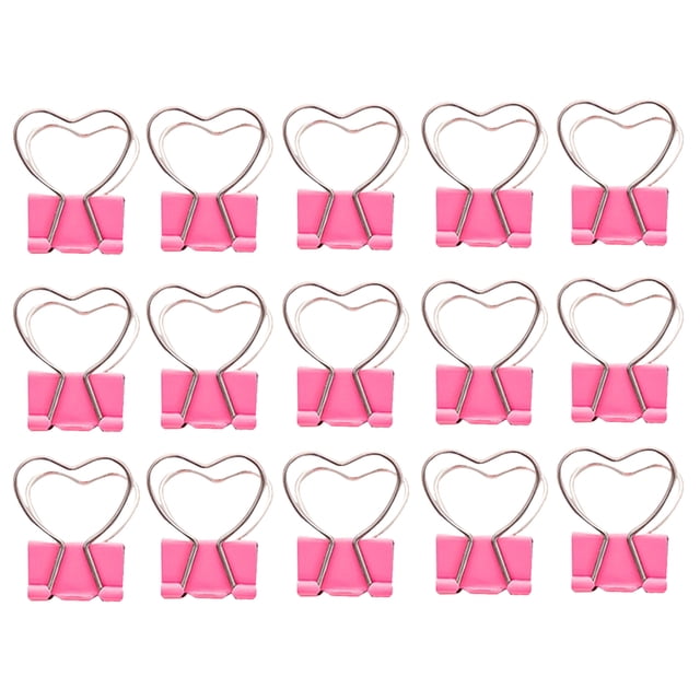 Miangastore 15Pcs Mini Small Paper Clip Pink Love Long Tail Heart Hollow Out Clip Folder Notes Letter Ticket Clip
