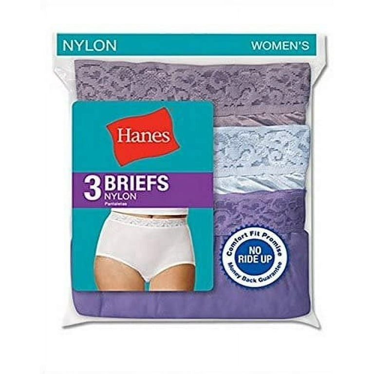 Womens Plus Nylon Brief 3-Pack D70LAS, 12, Assorted