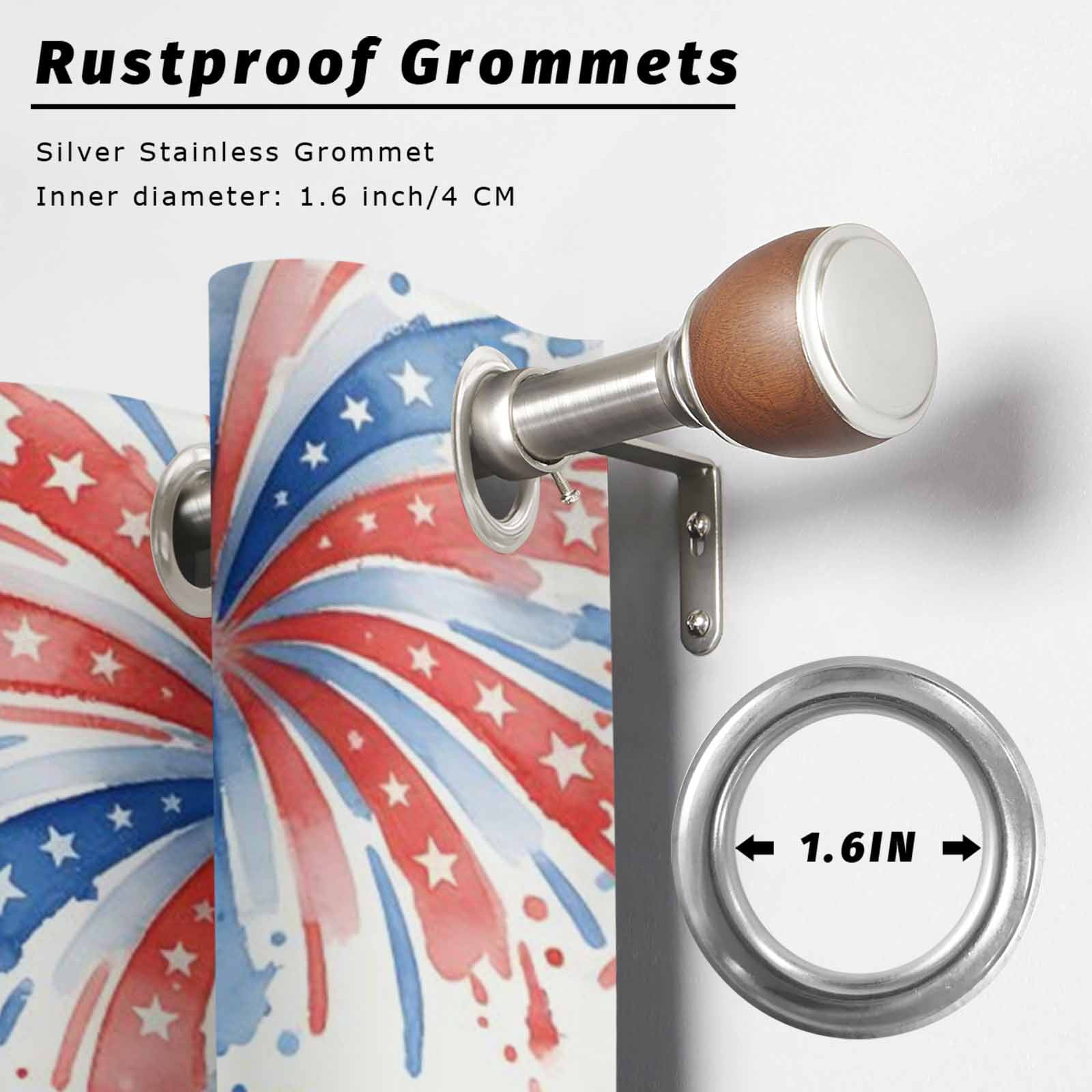 Independence Day Outdoor Curtains for Patio, American Flag Gnome Red Blue Fireworks Country Sunshade Privacy Drapes Grommet Waterproof Outside Curtains for Porch/Cabana/Balcony 54"x 108", 1 Panel