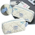 thumbnail image 2 of Bolso de mano de poliéster suave, gran capacidad, para guardar artículos de papelería y cosméticos, azul de ensueño con decoración de mariposas, 1 pieza, 2 of 5